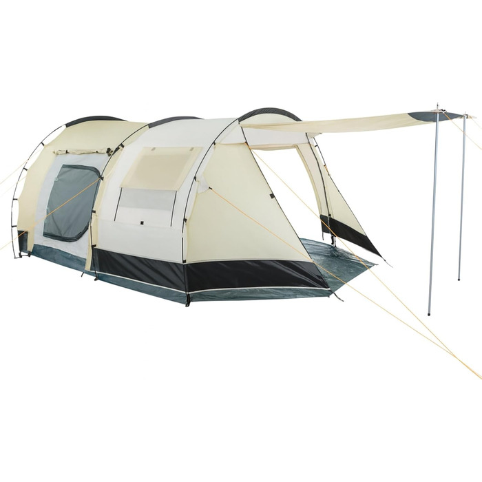 Сімейний намет CampFeuer Zelt Super+ на 4 особи: великий тунельний намет з 2 входами, тамбуром та водонепроникністю 3000 мм (Пісочний/Чорний)