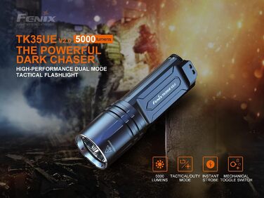 Ліхтар Fenix TK35 UE V2.0, 5000 люмен, акумулятор 18650, потужний компактний пошуковий ліхтар з широким променем 400 м
