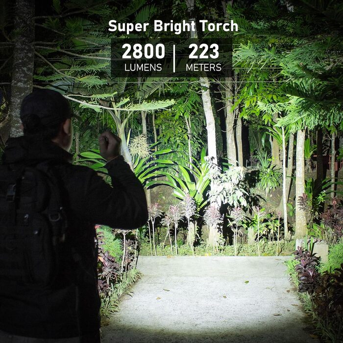 Ліхтарик Sofirn SC28 LED, 2800 Люмен, USB-C, тактичний, перезаряджуваний, надяскравий, з режимом розсіювання для кемпінгу, риболовлі та активного відпочинку