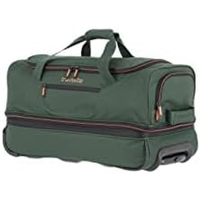 Дорожня сумка на колесах Travelite Basics Duffle L, 98-119 л, Зелено-помаранчева, 55 см