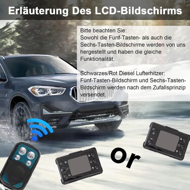 Автономний дизельний обігрівач повітря 5-8 кВт 12В з LCD-дисплеєм та дистанційним керуванням для авто, кемпера, човна та вантажівки, чорний