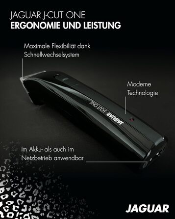 Професійна машинка для стрижки JAGUAR J-CUT One, акумуляторна та мережева, з насадками для 4 довжин і швидким монтажем