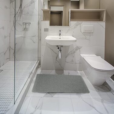 Протиковзкий душовий килимок LY4U 50x80 см, м'який лофа, антигрибковий, ПВХ, для ванної та душової кабіни, сірий