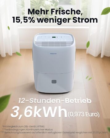 Осушувач повітря Newentor електричний 25л для дому та підвалу, 215м³/80м², з таймером, фільтром, шлангом 1м, гарантія 10 років