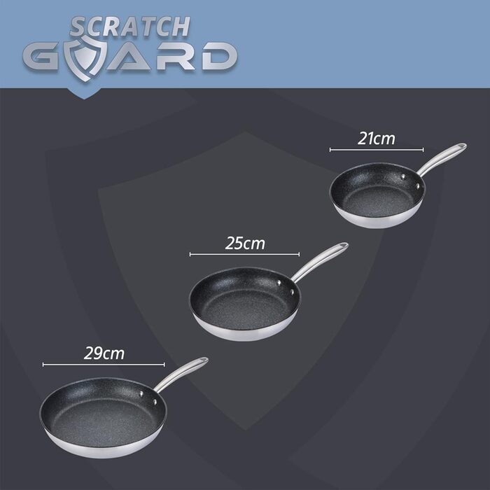 Сковорода Prestige Scratch Guard 29 см, індукційна, з нержавіючої сталі, антипригарна, з ручками з нержавіючої сталі, для індукції та газу, чорна, стійка до подряпин, підходить для посудомийної машини