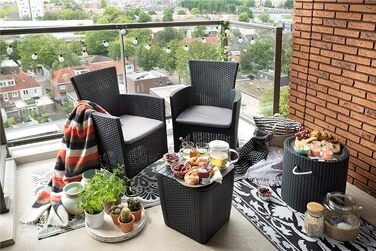 Набір садових меблів для балкона Allibert Iowa Rattan, сірий, 3 предмети - компактний комплект з ротангу