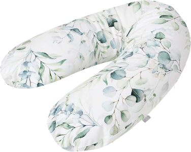 Гіпоалергенна подушка для годування та сну Rotho Babydesign Multi 190x35 см, безшумна, для вагітних і мам, машинне прання, дизайн Natural Leaves
