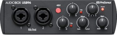 PreSonus AudioBox 96: USB аудіоінтерфейс для запису, стрімінгу та подкастингу (з Studio One Artist, Ableton Live Lite) - Чорний