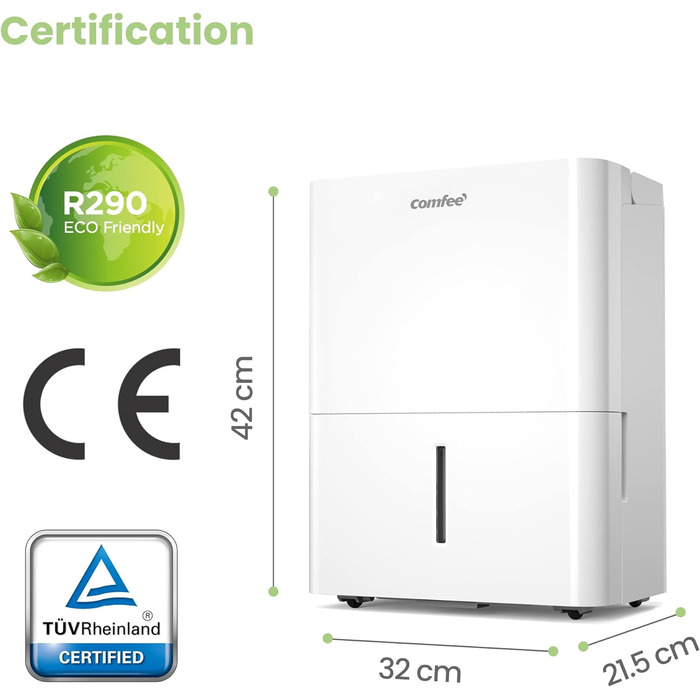 Осушувач повітря Comfee 12 л/добу для приміщень до 20 м², LED дисплей, проти вологи та плісняви, модель MDDN-12DEN7