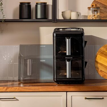 Аерофритюрниця Cecotec Cecofry DuoLevel 12000 Window, 12 л, 2900 Вт, 2 чаші по 6 л, сенсорне керування, вікно перегляду, чорна