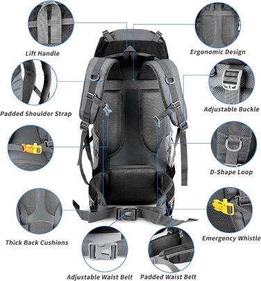 Рюкзак Night Cat 90L чорний для туризму, трекінгу, альпінізму, кемпінгу, велосипедних подорожей, дихаючий, для чоловіків та жінок