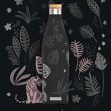 Термобутилка SIGG Meridian Sumatra Tiger 0.5 л, нержавіюча сталь, бамбукова кришка, герметична, BPA-free, пластик без, подвійні стінки