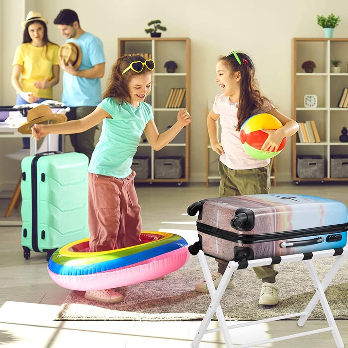 Складана підставка для валізи Relaxdays, дерев'яна полиця для багажу (54,5 x 66 x 44 см), біла — для готелів та дому