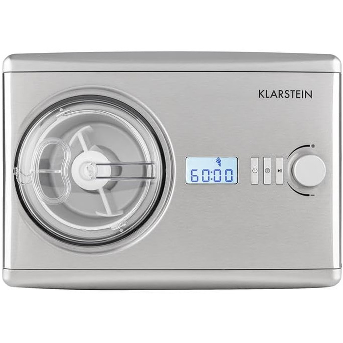 Морозивоnica Klarstein Velaire, 500 Вт, 3 ємності по 0,6 л (загалом 1,8 л), 10 програм, сенсорний дисплей, для йогурту та сорбету, матовий срібло