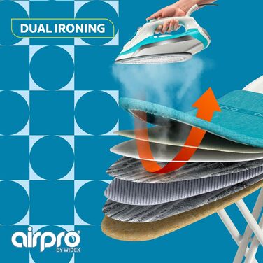 Чохол для прасувальної дошки Airpro By Widex 6-шаровий, для парової праски, розмір L (до 120x42 см), швидке прасування, без води під дошкою, льон, вироблено в Європі