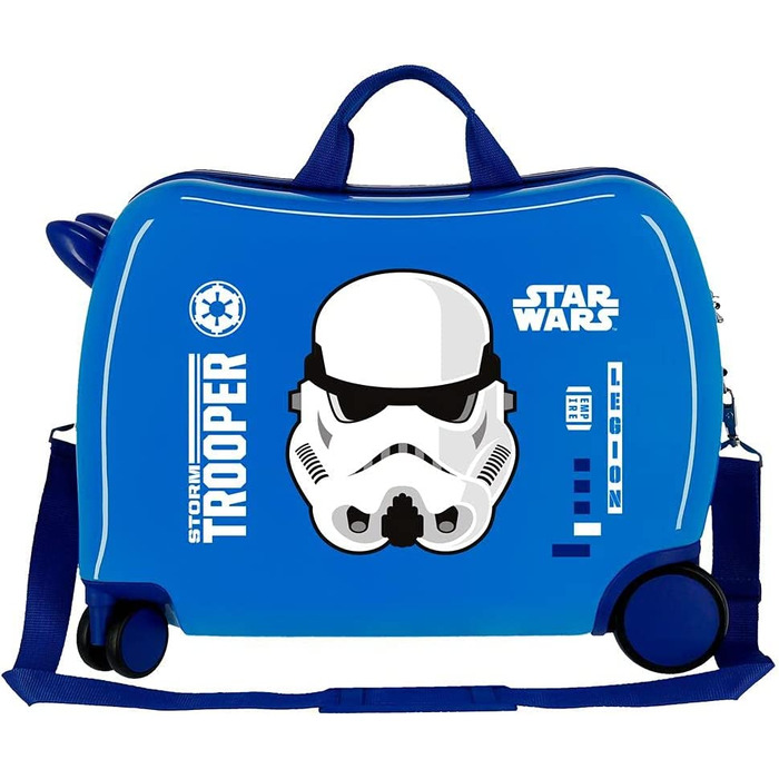 Дитяча валіза Star Wars, синя, 50×38×20 см, жорсткий ABS, кодовий замок, 34 л, 1,8 кг, 4 колеса, ручна поклажа