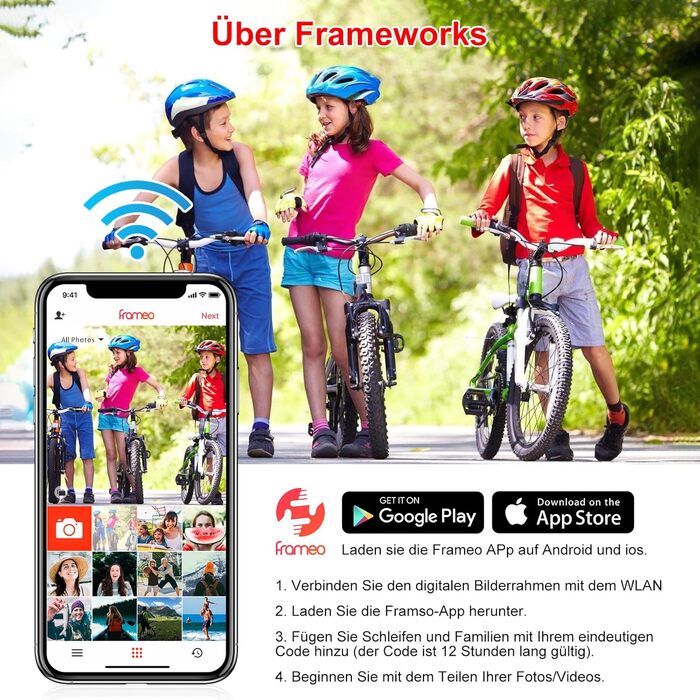 Цифрова фоторамка FRAMEO 10,1 дюйма з Wi-Fi, 1280 x 800 HD IPS LCD сенсорний екран Smart Cloud Photo Frameo з 16 ГБ пам'яті