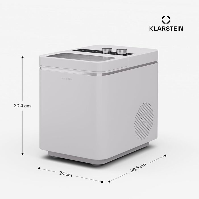 Льодогенератор Klarstein IceCraft 12 кг/24 год, швидке виробництво льоду (6 хв), 2 розміри, автоматичне очищення, для кухні та бару, 150 Вт, білий