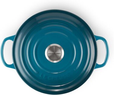 Чавунна каструля Le Creuset Signature з кришкою, кругла, 20 см, 2,4 л, для всіх плит і індукції, Deep Teal