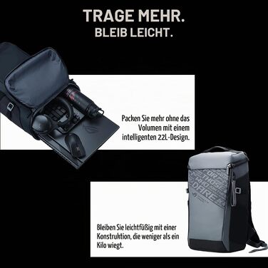 Ігровий рюкзак ASUS ROG Ranger BP2701 Cybertext Edition для ноутбуків до 18 дюймів, 24Л, водовідштовхувальний, Cybertext Grey