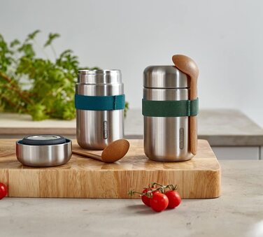 Термос для їжі BLACK + BLUM Food Flask 400 мл, з ложкою, вакуумний, з нержавіючої сталі, океан, зберігає 6 годин тепло та 8 годин холод, герметичний
