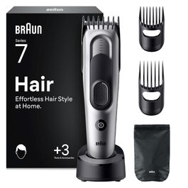 Машинка для стрижки Braun Series 7 HC7590: професійна, акумуляторна, 17 насадок, миюча, сіра