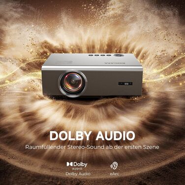 4K Smart проєктор KOGATA з Wi-Fi та Bluetooth: HDR10+, автофокус, 6D Keystone, Dolby Audio. Для дому, саду та стрімінгу (Титан Сірий)