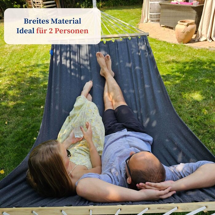 Гамак з підставкою Potenza Outdoor для 2 осіб XXL (220x160 см), витримує до 200 кг, стійкий до погодних умов, колір зелено-блакитний, стійка графіт