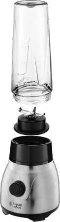 Блендер стаціонарний Russell Hobbs 2-в-1 зі скляною чашею 1.5л та міні-блендером для смузі 0.6л - подрібнювач льоду, BPA-free, нержавіюча сталь 23821-56