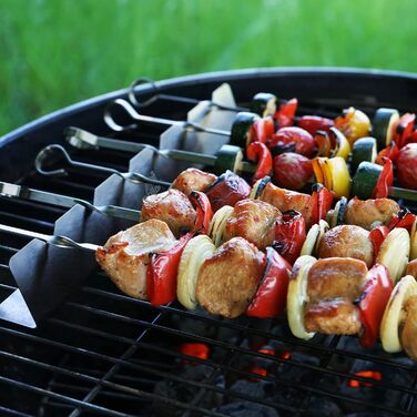 Преміальні шампури Grillart з нержавіючої сталі з підставкою – набір шампурів для гриля з функцією 360° обертання для рівномірного приготування, подвійний комплект