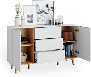 Комод Vicco Nautica білий/антрацит, 138x82 см, 3 шухляди