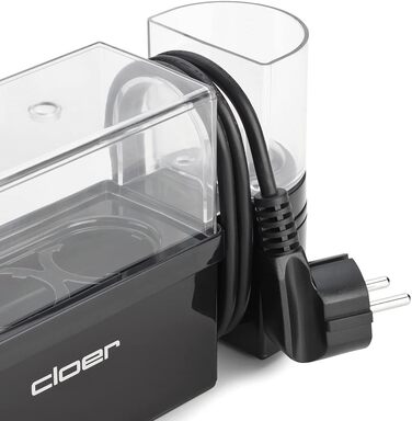 Електрична яйцеварка Cloer 6020 на 3 яйця, знімний лоток, 300 Вт, пластик, чорна