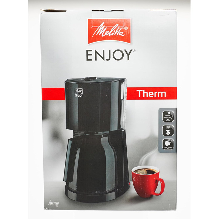 Кавоварка Melitta Enjoy Therm з термокувшином, антикрапельна, 8 чашок, чорна