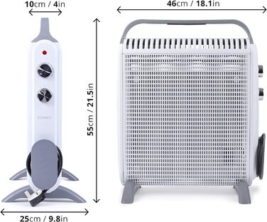 Електрообігрівач Duronic HV180 1800Вт з мікатермічним нагрівом, швидкий старт за 1 хвилину, енергоощадний, з термостатом для дому, офісу та спальні