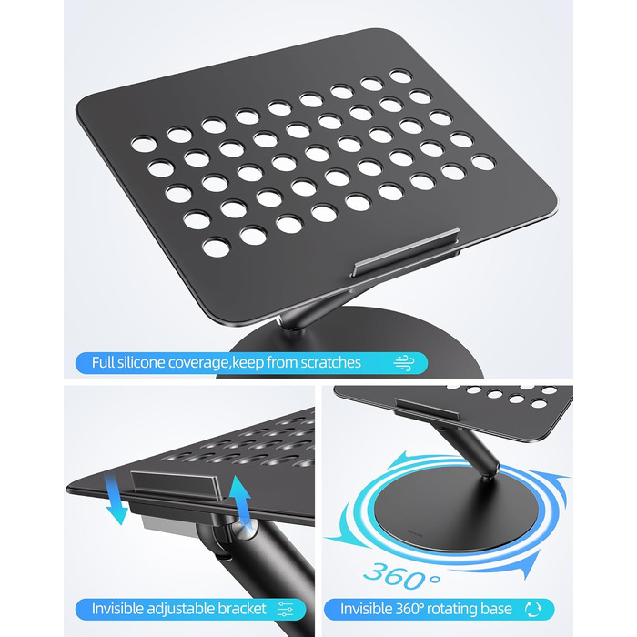 Стійка для ноутбука LULULOOK, регульована, 360° обертання, для MacBook, 10-17