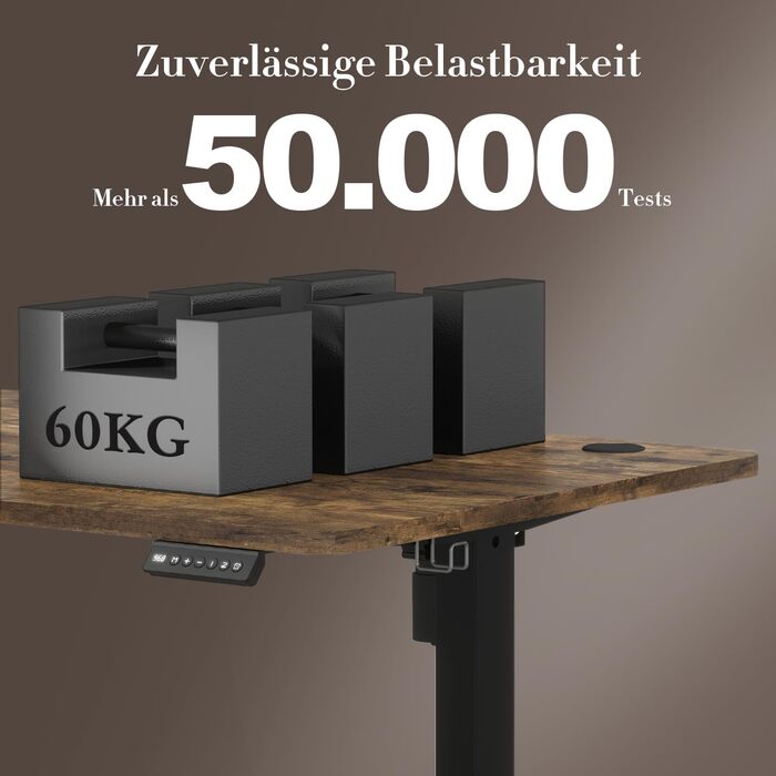 Airfish електричний стіл з регулюванням висоти 140x60 см, з USB, пам'яттю, коричневий