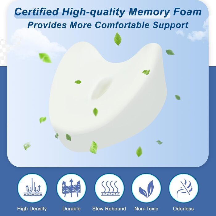 Ергономічна ортопедична подушка між колін з ефектом пам'яті (Memory Foam) для ніг, стегон та спини, підтримуюча подушка для вагітних, зі знімним чохлом що миється