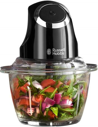 Подрібнювач Russell Hobbs Desire Mini для овочів та цибулі, 500 мл, скляна чаша, матовий чорний, 200 Вт, 24662