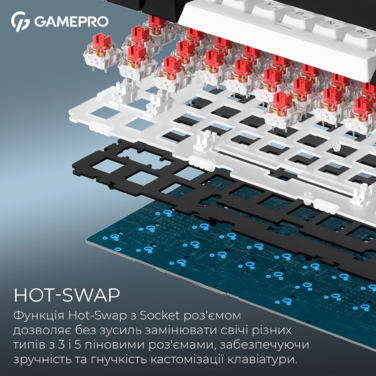 Бездротова механічна клавіатура GamePro Asgard Valhalla (MK160B Pro) 75% QLAB orange switches