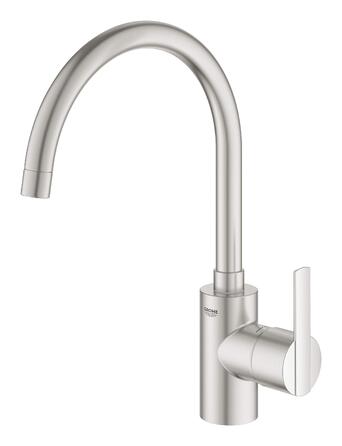 Змішувач кухонний GROHE Feel з висувним душем, нержавіюча сталь (31486001) - 2 режими подачі води, поворотний на 360°, економія води