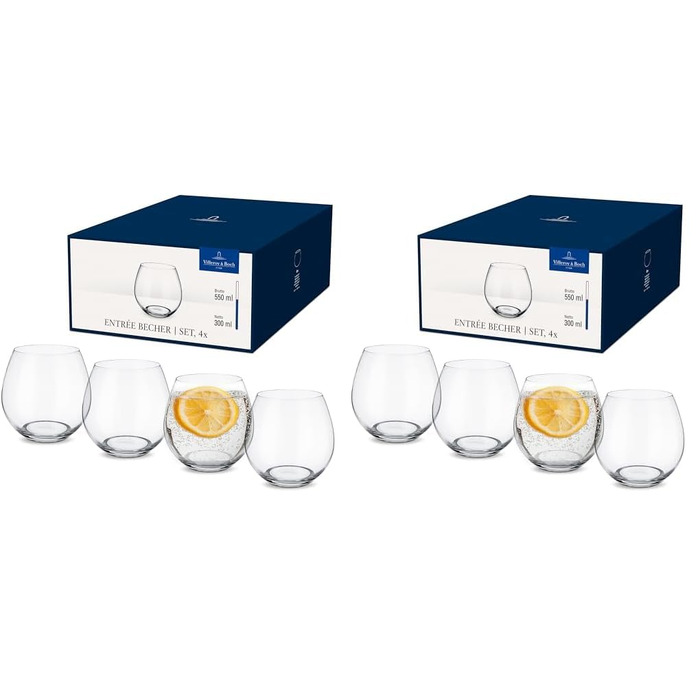 Набір склянок для води Villeroy & Boch Entrée, кришталеве скло, 300 мл, 4 шт., прозорі