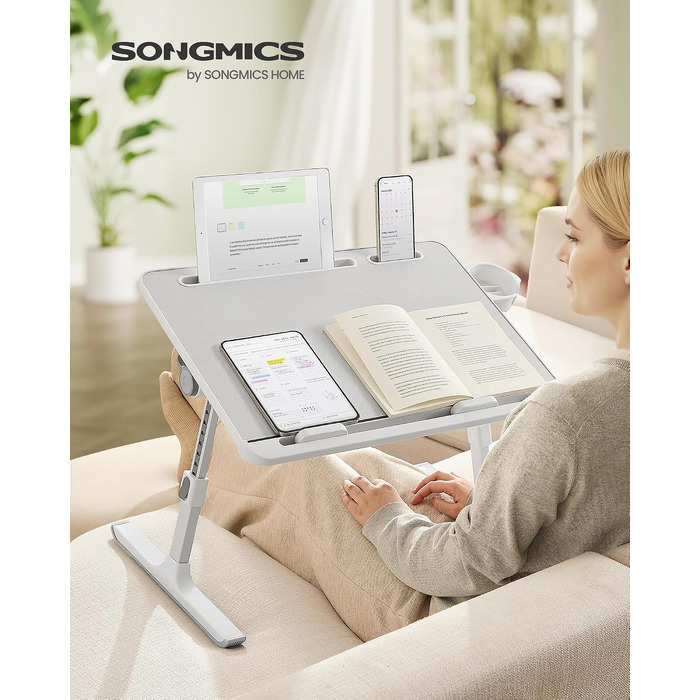 Столик для ноутбука SONGMICS, регульований по висоті, з робочою поверхнею 56 x 40 см, сірий