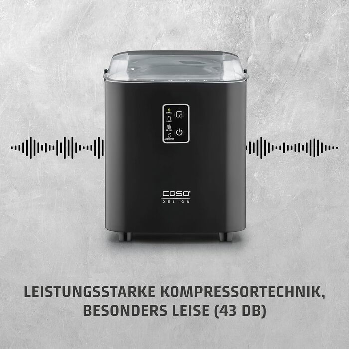 Льодогенератор Caso IceChef Compact: швидке виробництво льоду (12 кг/24 год), самоочищення, 1л резервуар, з лопаткою