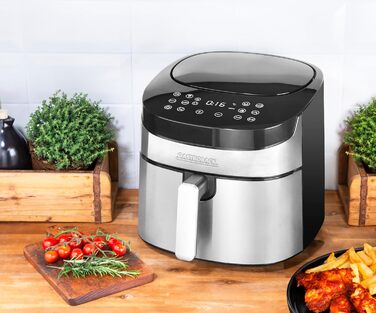 GASTROBACK Design Air Pro XXL аерофритюрниця 6,5 л, 8 програм, сенсорне управління, сріблясто-чорна
