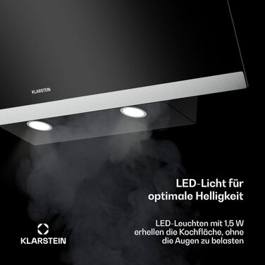 Витяжка кухонна Klarstein FlashLine 60 вбудована, 524 м³/год, сенсорне керування, LED-підсвітка, чорна з міддю, режим відведення та рециркуляції повітря, 90 см