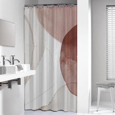 Текстильна шторка для душу Sealskin Earth 180x200 см, 100% поліестер, темно-рожева/біло-кремова
