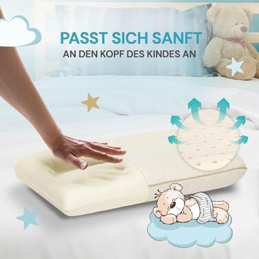 Подушка MemoDream Junior від VITAPUR для дітей, 30x50x9 см, Memory Foam, гіпоалергенна, м'яка, пральна, Ökotex-100, від 3 років
