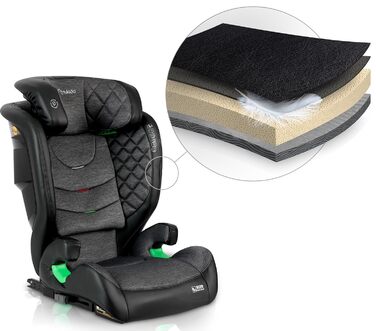 Автокрісло Nukido для дітей 15-36 кг, 4-12 років, ISOFIX, регулювання підголівника та нахилу, Louis (темно-сірий)