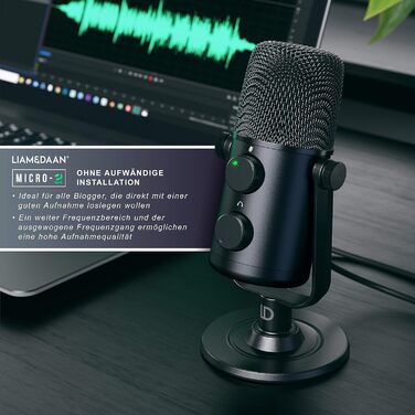 CSL USB мікрофон-конденсатор для ПК з підставкою та поп-фільтром, кардіоїдна спрямованість, настільний мікрофон для геймінгу, стрімінгу, подкастів, Plug & Play