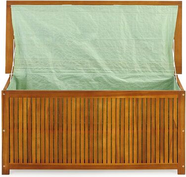 Ящик садовий дерев'яний Casaria Gartenbox з акації 205л, з кришкою, витримує 160кг, для саду, балкона, тераси, вологостійкий, лавка-ящик 115x50 см